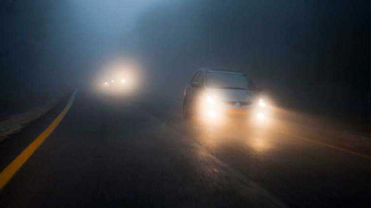 Dense fog on a highway.