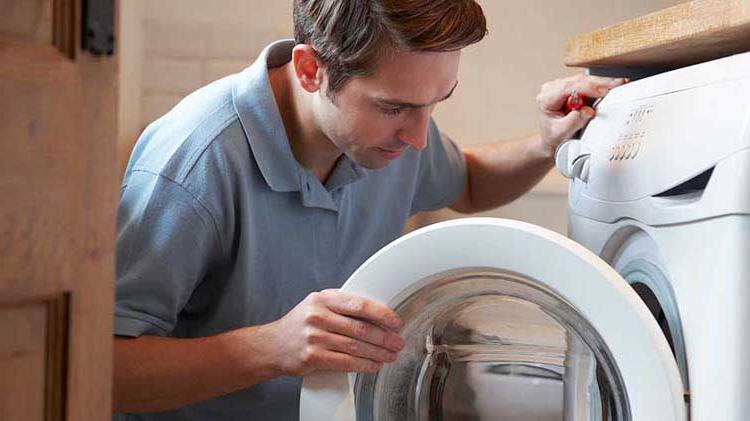 A man performing washing machine maintenance.
